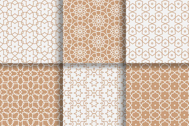 Free Vector | Flat linear arabic pattern collection