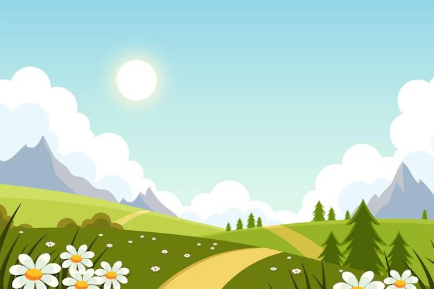 Free Vector | Flat lovely spring landscape background