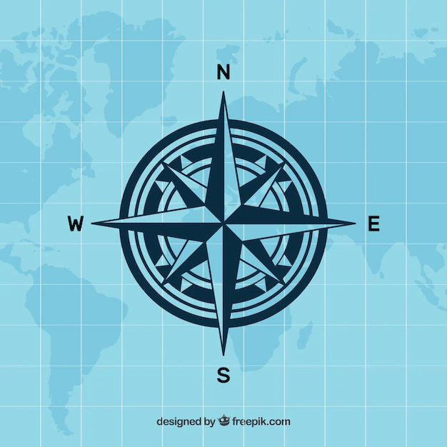 Free Vector | Flat map compass background