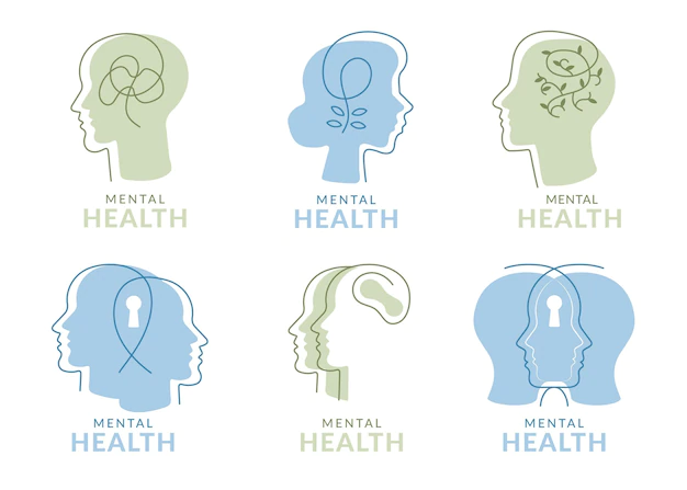 Free Vector | Flat mental health logo collection