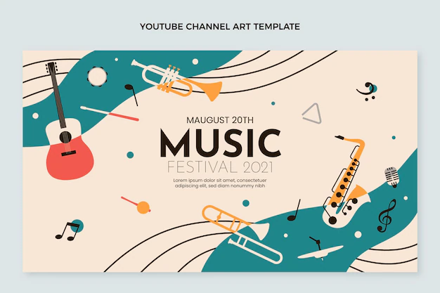 Free Vector | Flat minimal music festival youtube channel