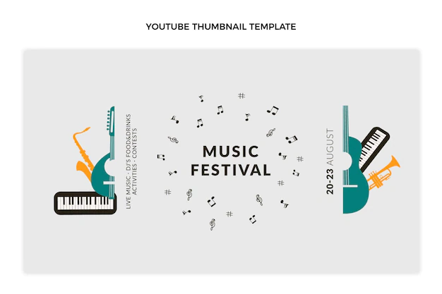 Free Vector | Flat minimal music festival youtube thumbnail