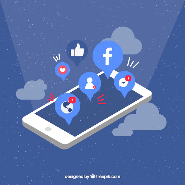 Free Vector | Flat mobile with facebook notifications