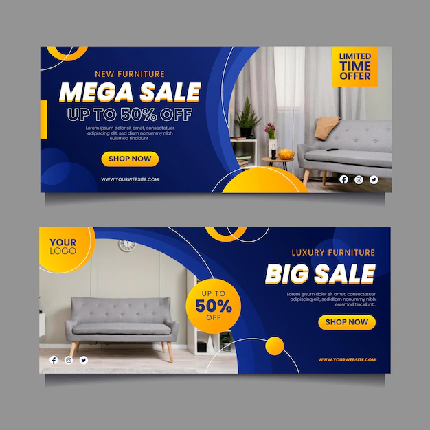 Free Vector | Flat sale banners set with photo