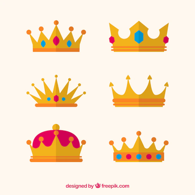 Free Vector | Flat selection of six princess crowns