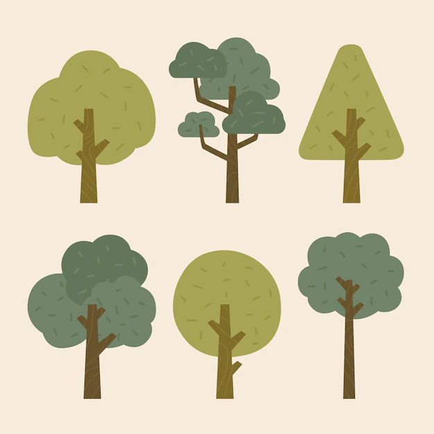 Free Vector | Flat style type of trees collection