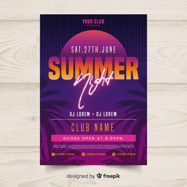 Free Vector | Flat summer party poster template