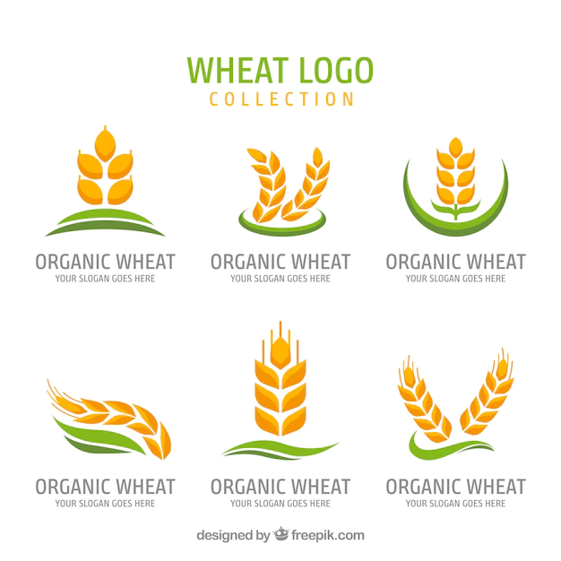 Free Vector | Flat wheat logo collection