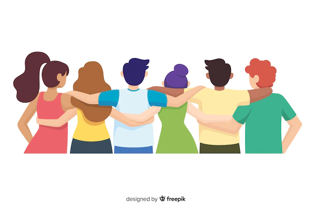 Free Vector | Flat youth people hugging together