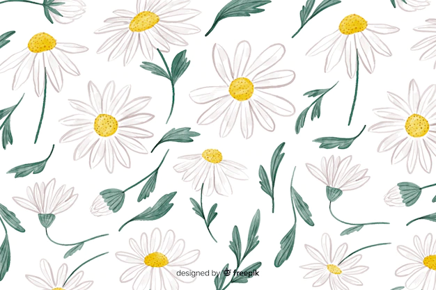 Free Vector | Floral background with watercolor daisies