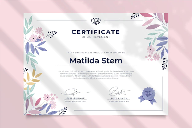 Free Vector | Floral certificate template concept