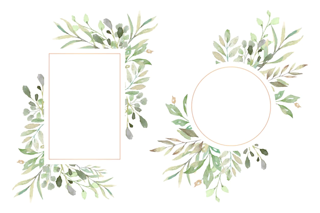 Free Vector | Floral frames with beautiful watercolor leaves