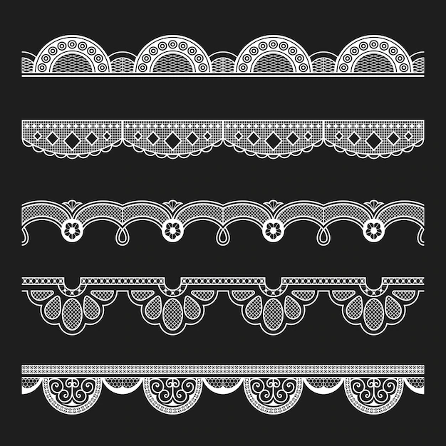 Free Vector | Floral lace pattern brush, white vintage fabric border vector, compatible with ai