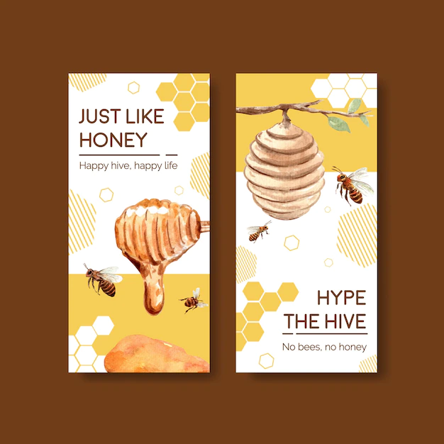 Free Vector | Flyer template with honey for brochure and leaflet watercolor