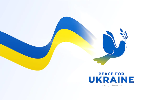 Free Vector | Flying dove bird with ukraine flag trail