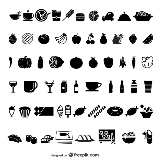 Free Vector | Food and drink black icon set