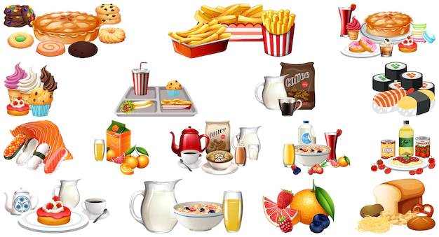 Free Vector | Foods and beverages set