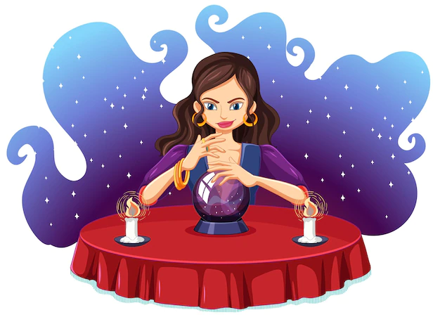 Free Vector | Fortune teller and crystal ball