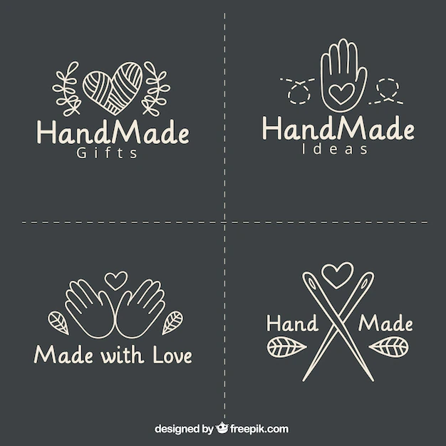 Free Vector | Four labels about crafts on black background