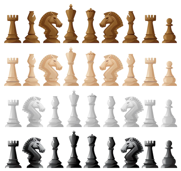 Free Vector | Four set of chess pieces illustration