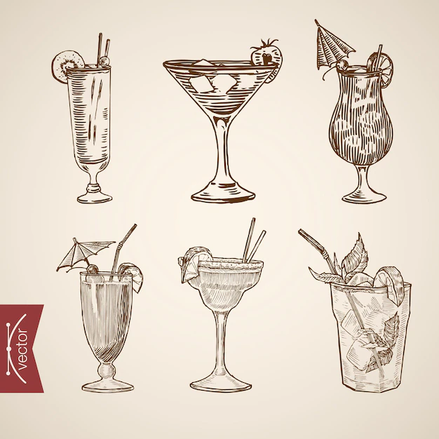 Free Vector | Freehand drawing. drinks in glasses.