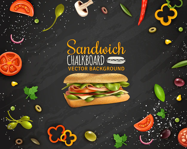 Free Vector | Fresh sandwich chalkboard background advertisement poster
