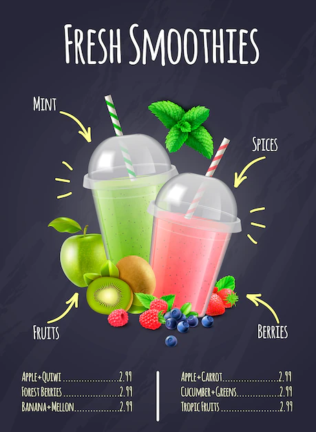 Free Vector | Fresh smoothies realistic composition
