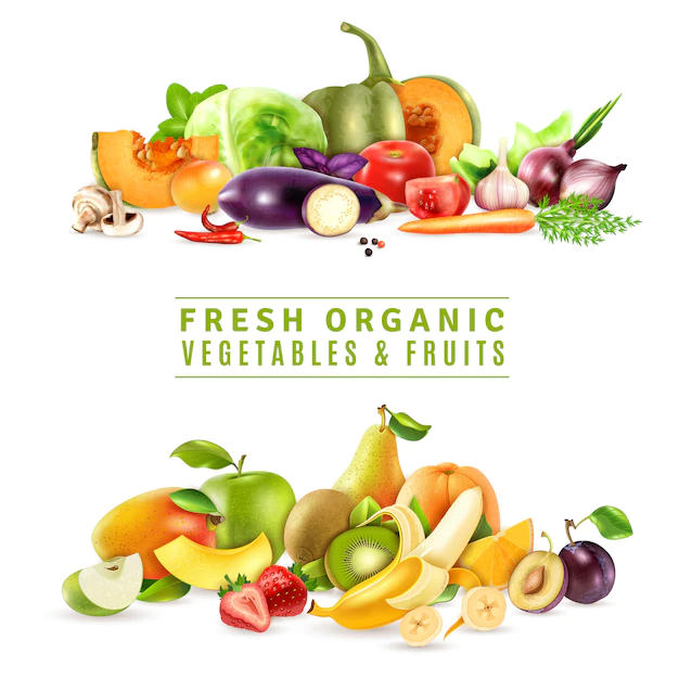 Free Vector | Fresh vegetables and fruits illustration