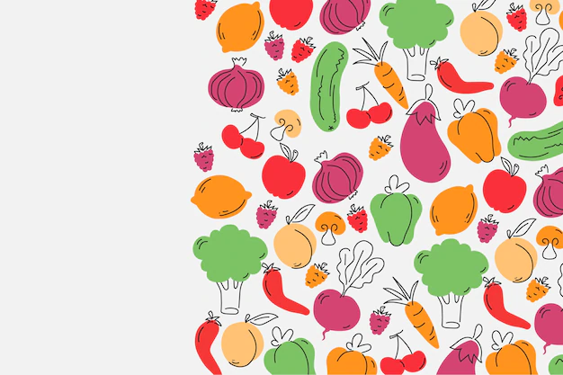 Free Vector | Fruit and veggies copy space background