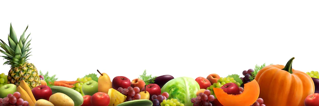 Free Vector | Fruits and vegetables horizontal composition