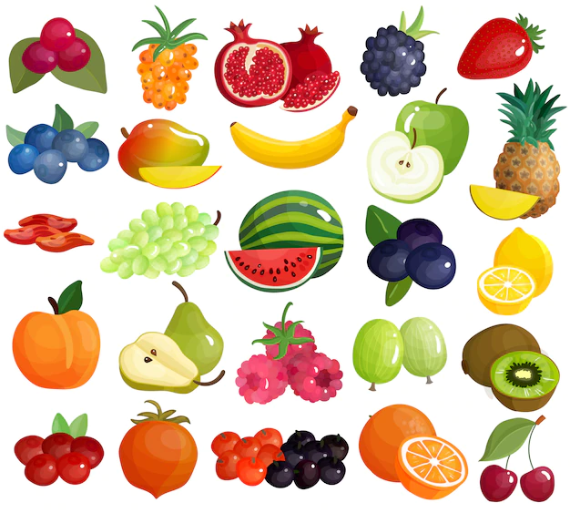 Free Vector | Fruits berries colorful icons collection