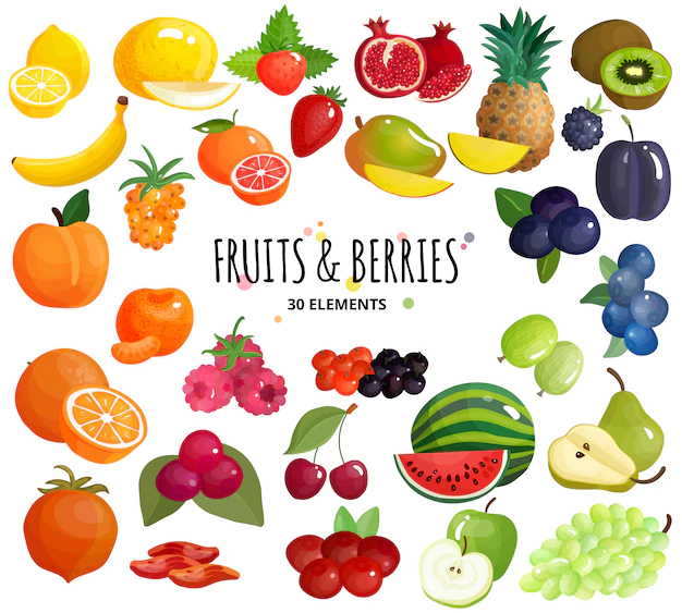 Free Vector | Fruits  berries composition background poster