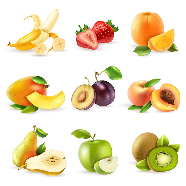 Free Vector | Fruits flat icons set