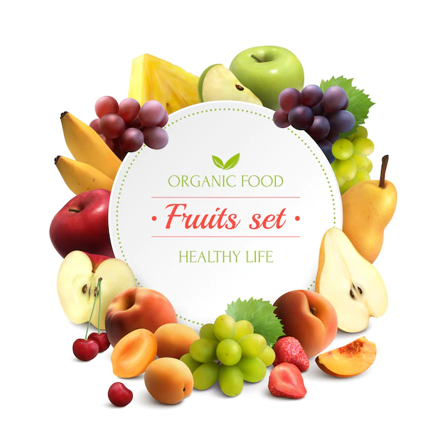 Free Vector | Fruits frame realistic background