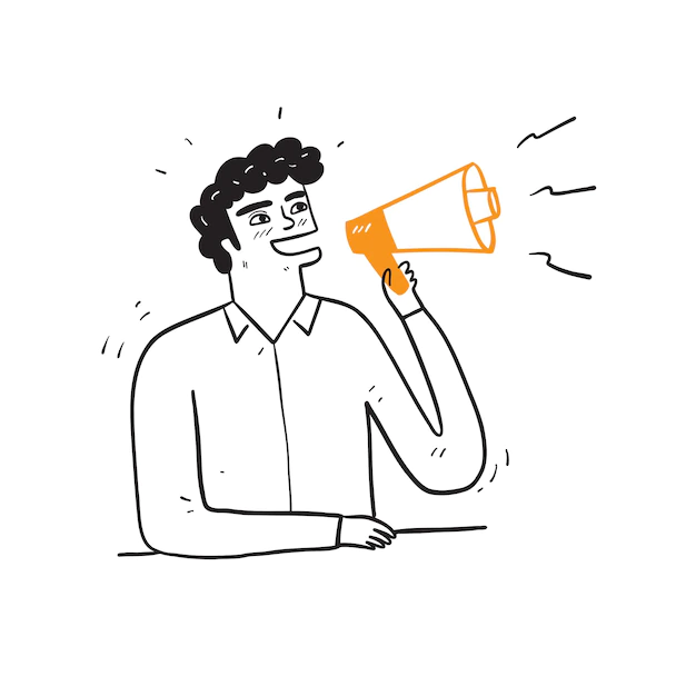 Free Vector | Funny young man screaming in megaphone