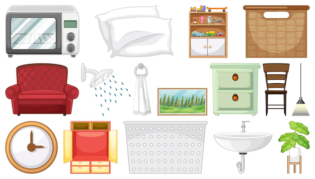 Free Vector | Furnitures and other appliances