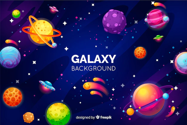 Free Vector | Galaxy background with colorful planets
