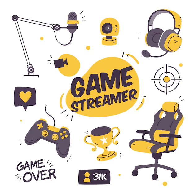 Free Vector | Game streamer concept elements pack