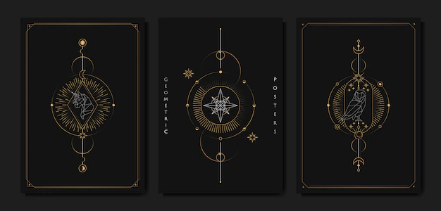 Free Vector | Geometric astrological symbols tarot card