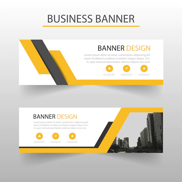 Free Vector | Geometric banners template with yellow shapes