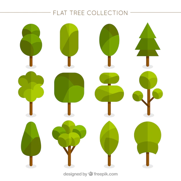 Free Vector | Geometric trees in flat style