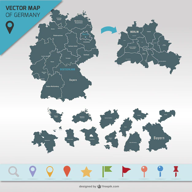 Free Vector | Germany map and map points