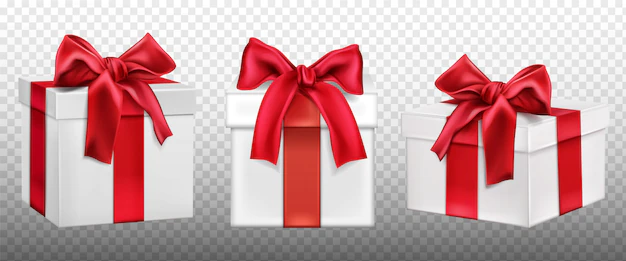 Free Vector | Gift or present boxes with red bow set.