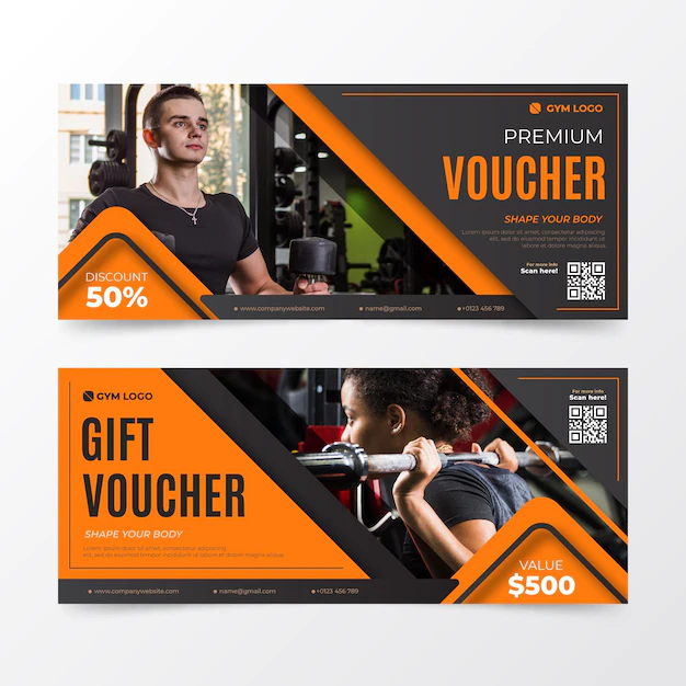 Free Vector | Gift voucher template collection with image