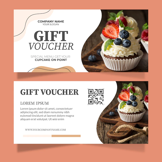 Free Vector | Gift voucher template with cakes photo