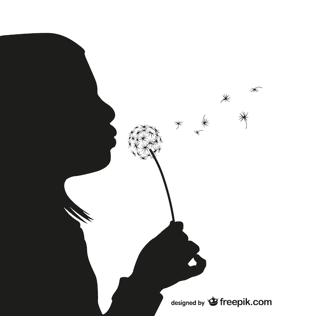 Free Vector | Girl with dandelion silhouette