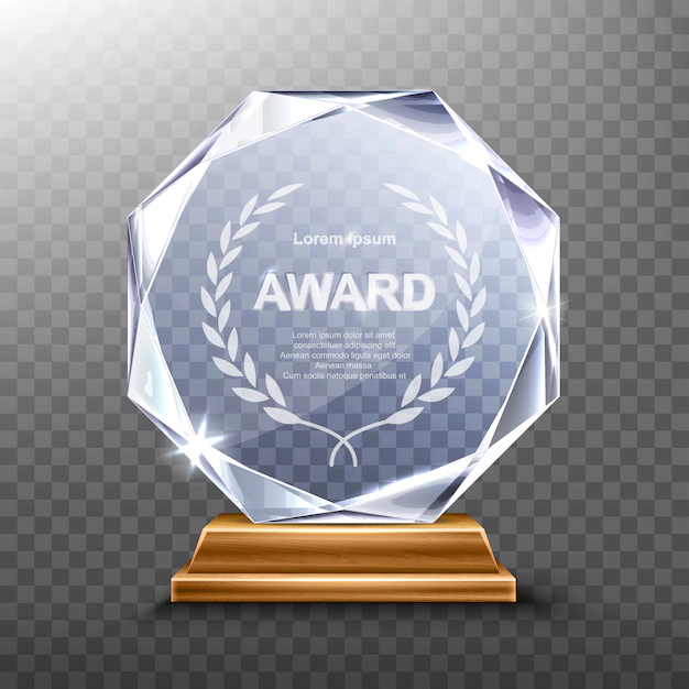 Free Vector | Glass trophy or acrylic winner award realistic