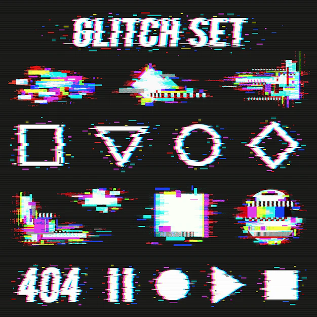 Free Vector | Glitch set on black background