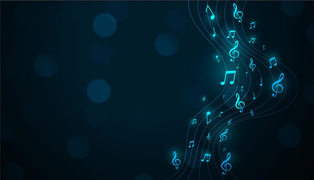 Free Vector | Glowing musical pentagram background with sound notes