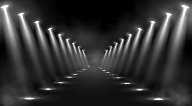 Free Vector | Glowing stage lights and white beams